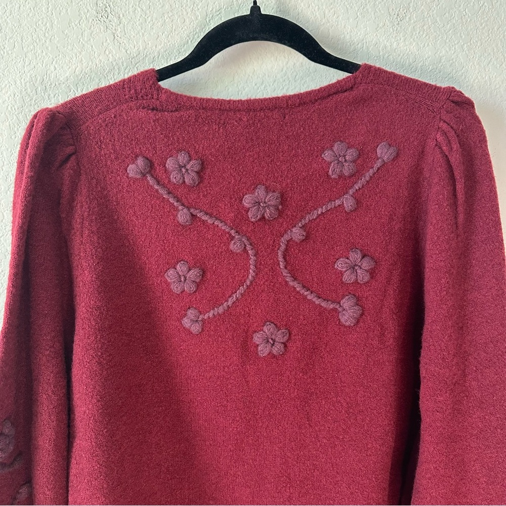 NWT For Love And Lemons Adalyn Red Floral Crop Cardigan Sweater SZ XL - Picture 8 of 11